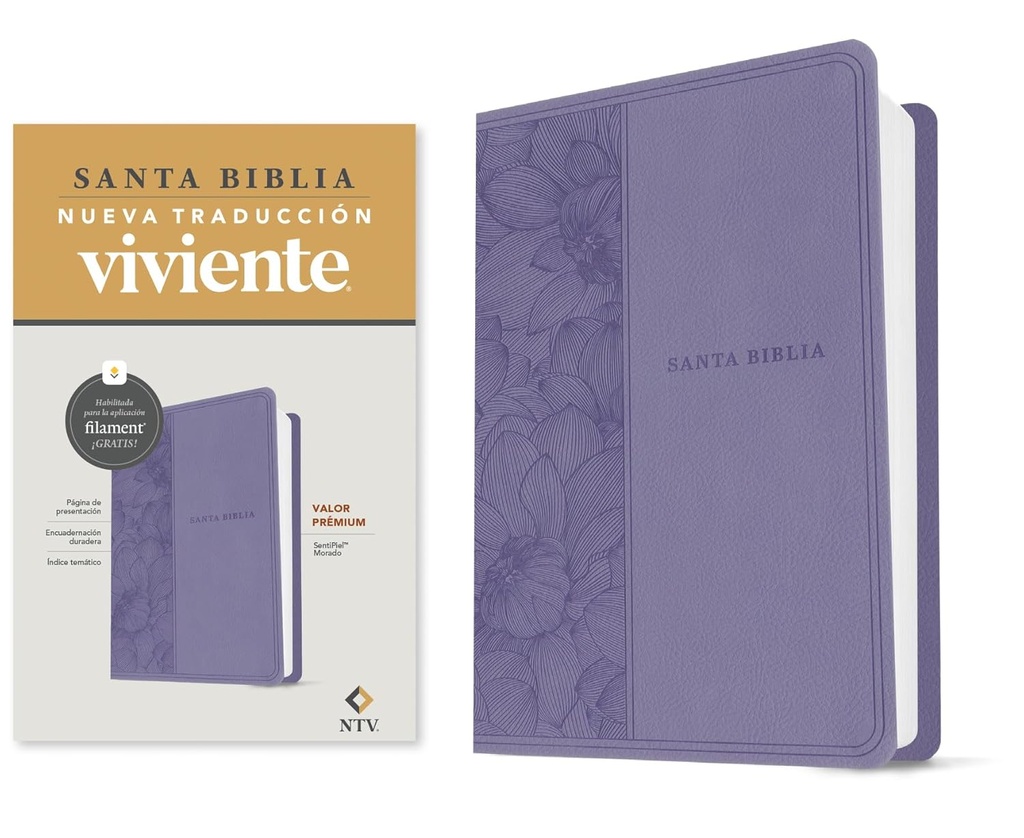 Biblia NTV Prémium Con Filament  Púrpura.