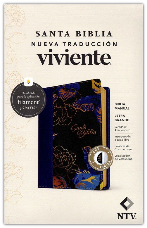 Biblia NTV Manual Letra Grande Azul Con Filament E Indice