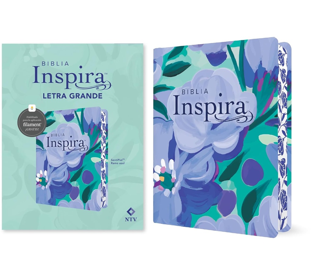 Biblia Inspira NTV Letra Grande Con Filament SentiPiel Ramo Azul