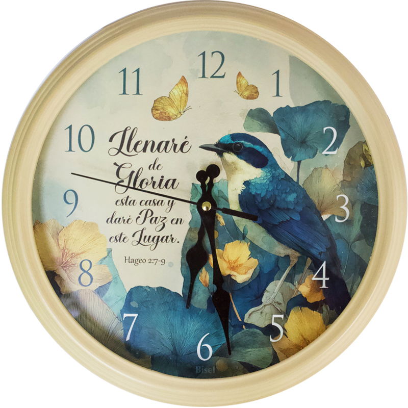 Reloj De Pared Redondo Hageo 2:7-9 (Crema)