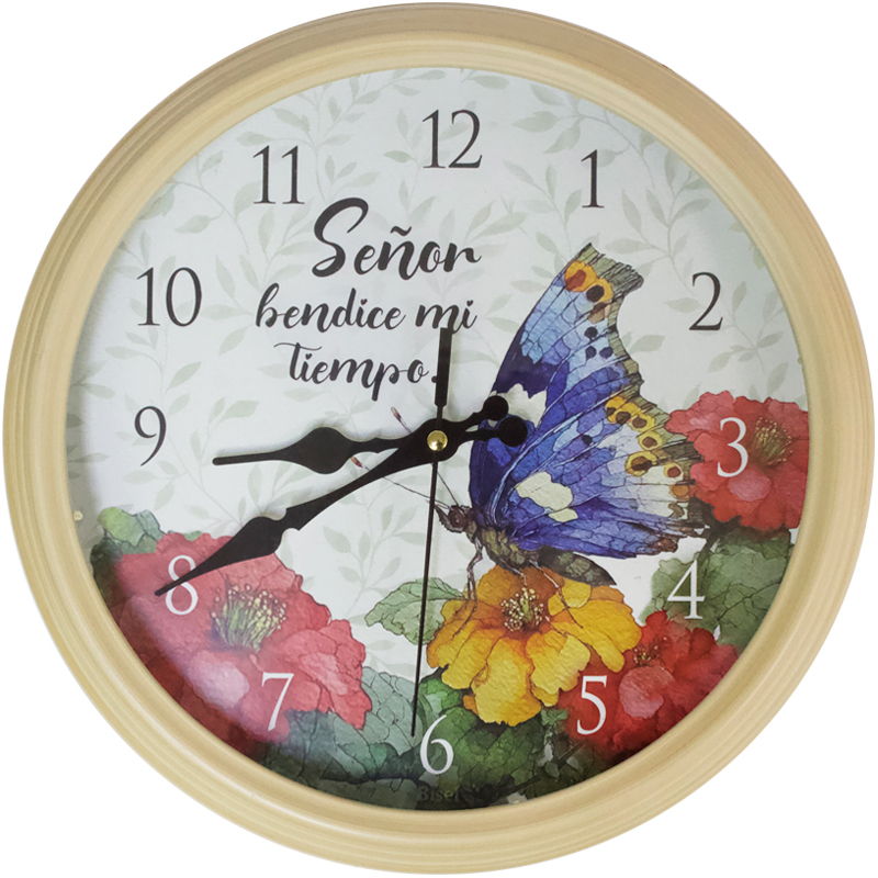 Reloj De Pared Redondo Señor Bendice Mi Tiempo (Crema)