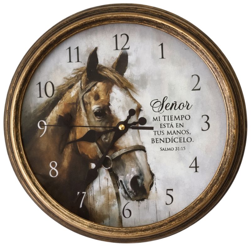 Reloj De Pared Redondo Salmo 31:15 (Dorado)