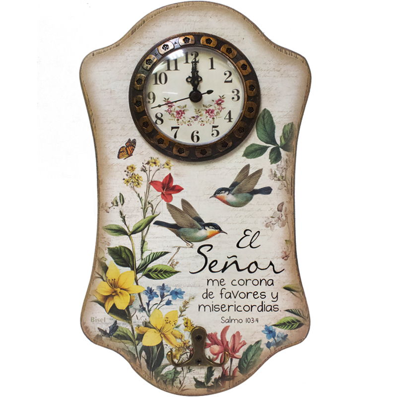 Reloj Porta Llaves Texto: Salmo 103:4 El Señor Me Corona De Favores Y Misericordias. (Gorriones)