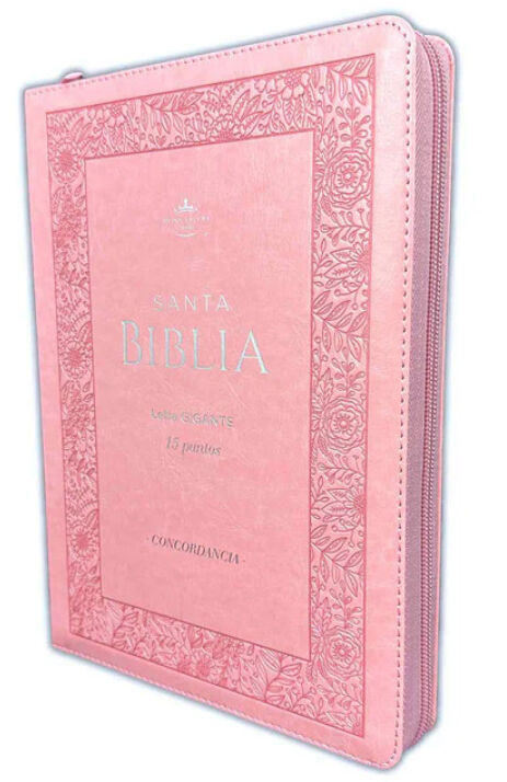 Biblia RVR60 Tamaño Gigante Letra 15 Puntos Con Cierre E Indice Rosa