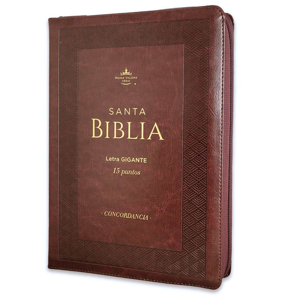 Biblia RVR60 Tamaño Gigante Letra 15 Puntos Con Cierre E Indice Café