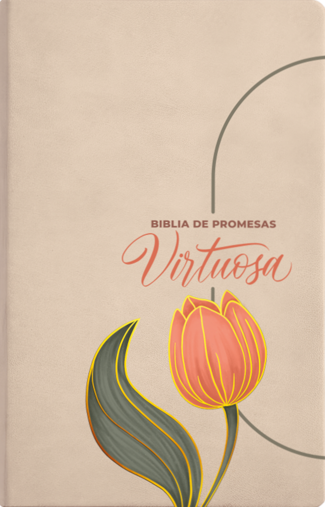 Biblia De Promesas RVR-1960 Virtuosa Letra Gigante Piel Especial Crema