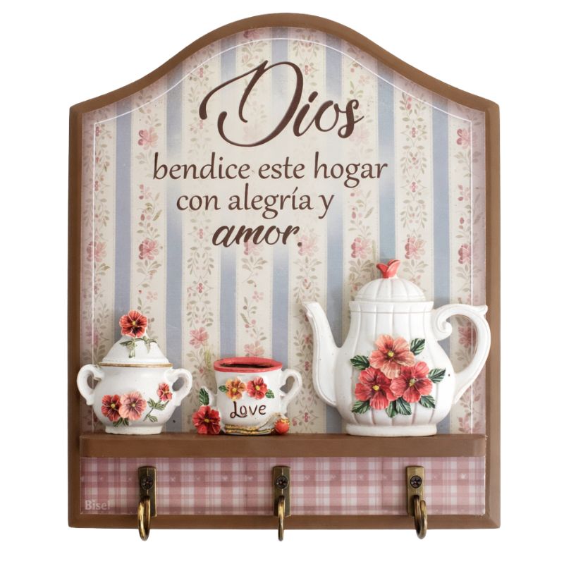 Porta Llaves De Madera Dios Bendice Este Hogar Con Alegría Y Amor