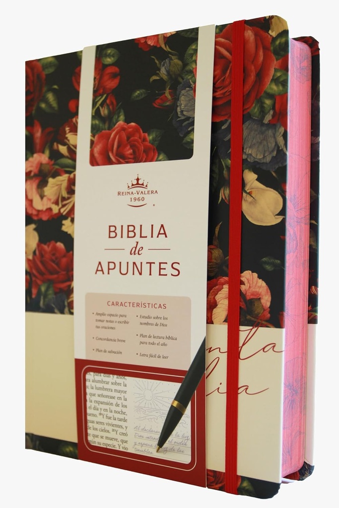 Biblia RVR 1960 De Apuntes Tapa Dura Azul Con Flores