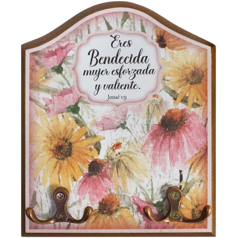 Porta Llaves De Madera Josué 1:9 Eres Bendecida