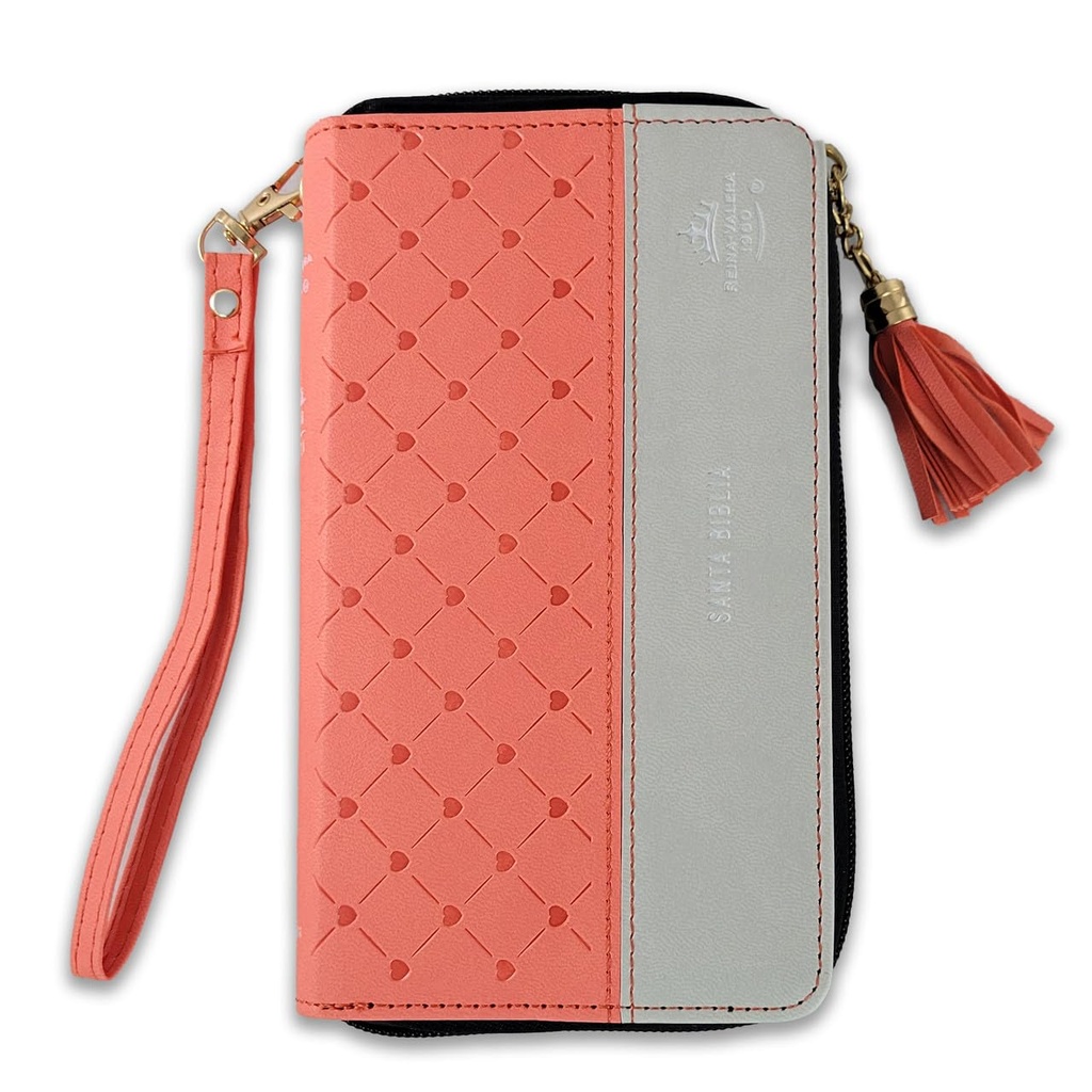 Biblia Reina Valera 1960 Edición "Chequera" (Coral Y Gris)