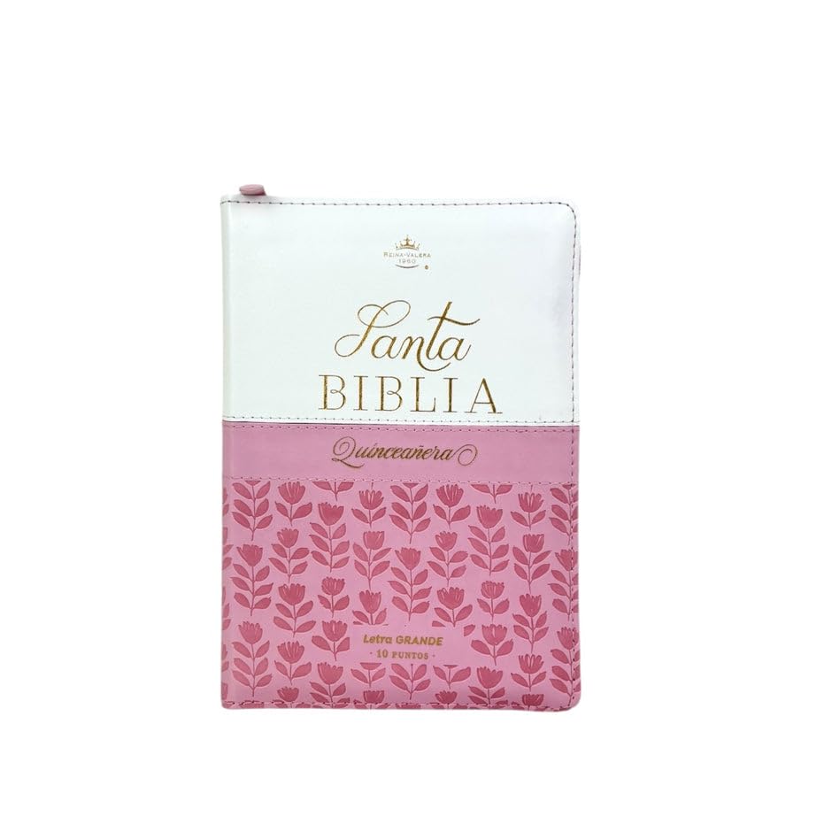 Biblia RVR 1960 Para Quinceañera Duotono Blanco Y Rosado