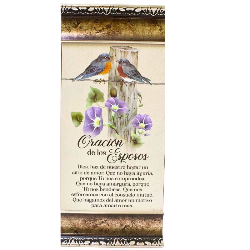 Plaqueta Con Moldura Color Dorado Texto Oración De Los Esposos