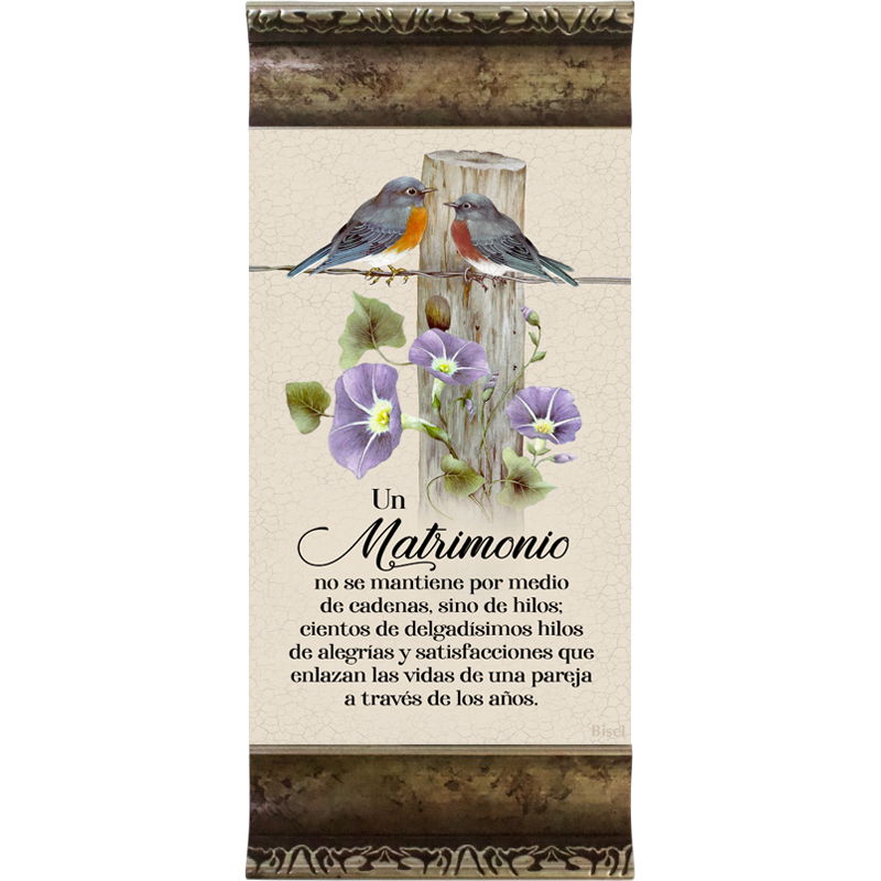 Plaqueta Con Moldura Color Dorado Texto Un Matrimonio