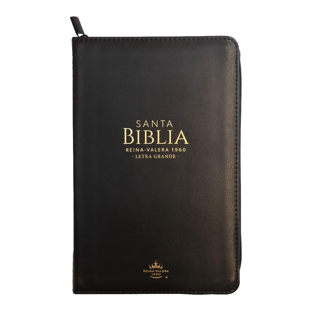 Biblia Reina Valera 1960 Tamaño Manual Letra 12 Puntos Imitación Piel Negra Con Zipper