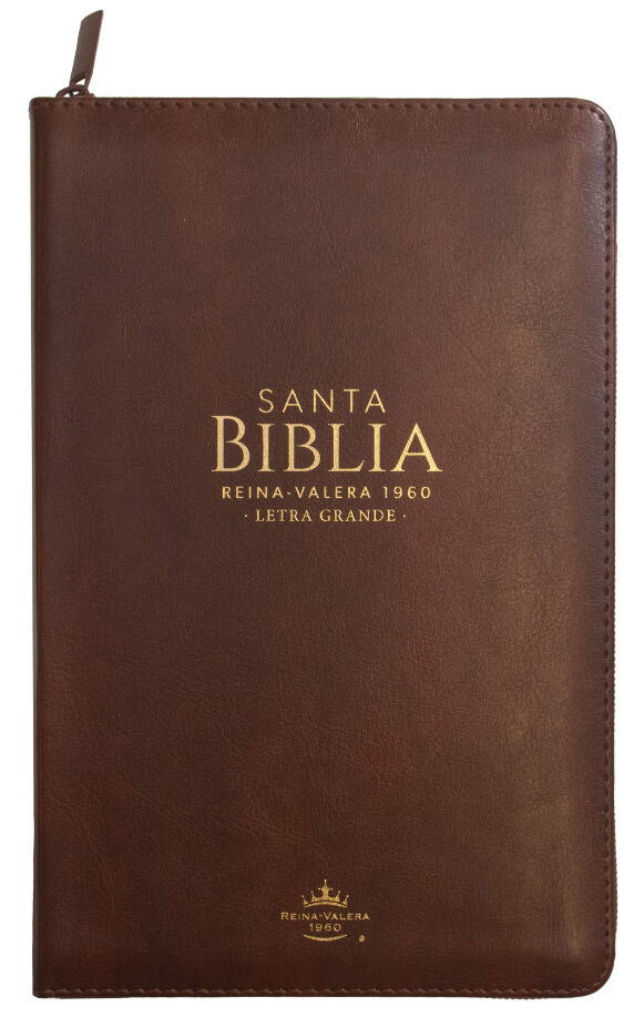 Biblia Reina Valera 1960 Tamaño Manual Letra 12 Puntos Imitación Piel Café Con Zipper