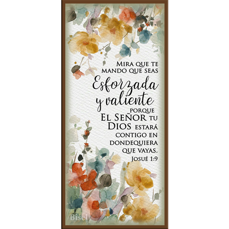 Plaqueta Para Escritorio Josué 1:9  (Agenda 2027) Flores Amarillas