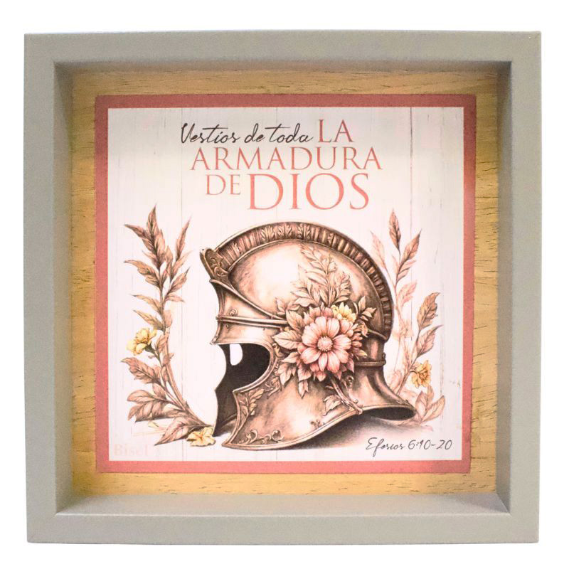 Cuadro Decorativo Color Gris "La Armadura de Dios"  Texto: Efesios 6:10-20