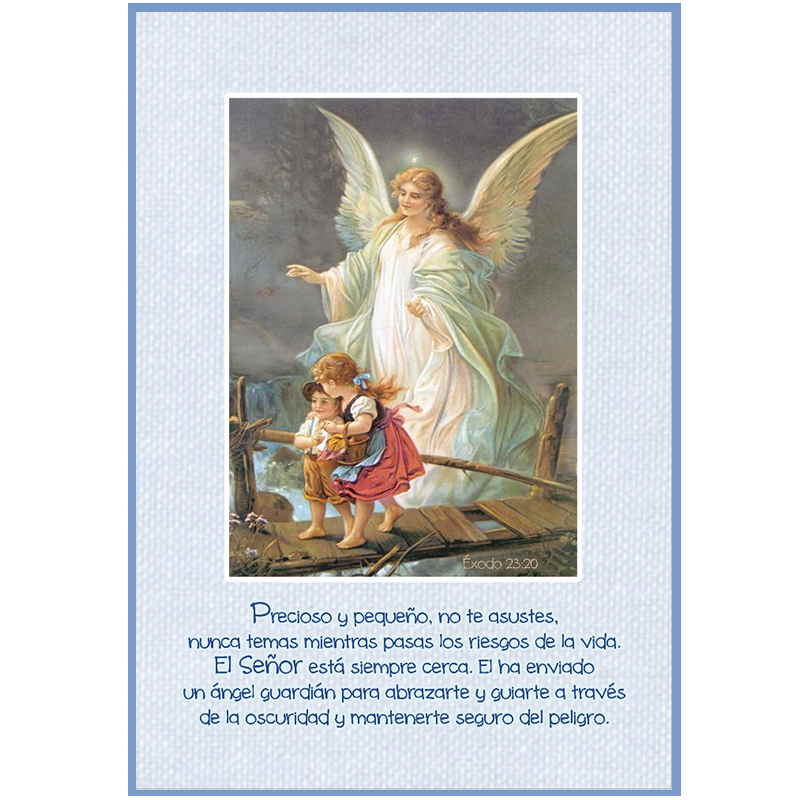 Plaqueta Ángel De La Guarda Color Celeste Celeste Éxodo 23:20