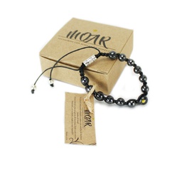 [CONMOAR-1007] Pulcera Perlas De Acerina Ajustable En Elastico Con Semilla De Mostaza