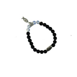 [CONMOAR-1021] Pulsera Perlas Negras Opalo Semilla Mostaza