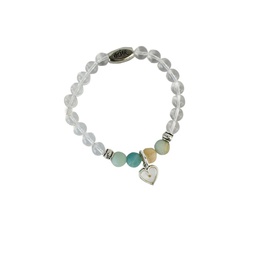 [CONMOAR-1033] Pulsera Perlas Trasparentes y Verdes Con Semilla De Mostaza