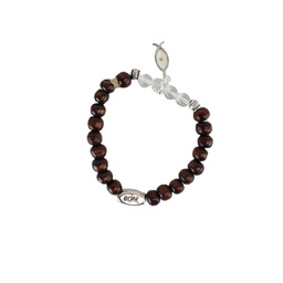 [CONMOAR-1040] Pulsera Perla Café, Transparente Y Azul  Con Semilla De Mostaza