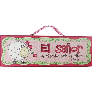 Plaqueta Color: Fucsia Texto: El Señor es Mi Pastor. Salmo 23