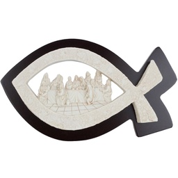 [EVER-BS031] Escultura Pez Con Santa Cena