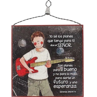 Plaqueta Diseño Niño Con Guitarra, Texto Jeremías 29:11