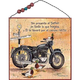 [DECOR-1211A] Plaqueta Diseño De Moto, Proverbios 3:6