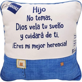 Cojín Hijo No Temas Dios Vela Tu Sueño Color: Azul