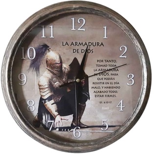 Reloj De Pared Diseño La  Armadura De Dios  Color Cobre Texto: Efesios 6:13-17