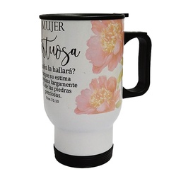 [TER-BS042C] Termo De Color Blanco Texto: Mujer Virtuosa 