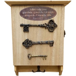 [WOOD-BS21018A] Caja Porta Llaves Texto: Proverbios 4:23