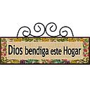 [DECOR-1185C] Plaqueta Con Forja Texto Dios Bendiga Este Hogar.