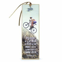 [SEP-078] Separador Con Dije Texto: Proverbio 3:6 Diseño: Bicicleta