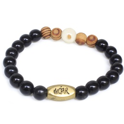 [CONMOAR-1066] Pulsera Con Semilla De Mostaza Con Perlas De Color Negro Y Café