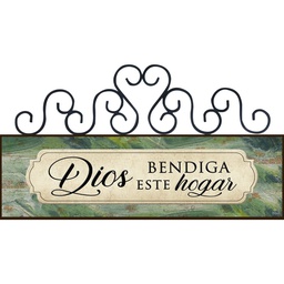 [DECOR-1164A] Plaqueta Con Forja, Texto Dios Bendiga Este Hogar