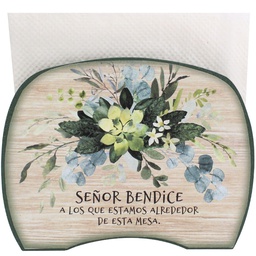 [DECOR-1087A] Servilletero Diseño: Eucalipto Texto: Señor La Mesa Está Servida