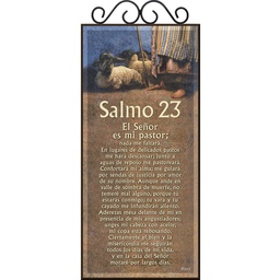 [DECOR-1030B] Plaqueta Con Forja, Texto: Salmo 23 Diseño Ovejas
