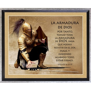 Cuadro Con Marco Color Humo Texto "La Armadura de Dios"