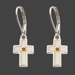 Aretes En Forma De Cruz Con Semilla De Mostaza