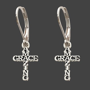 Aretes Diseño De Cruz Texto Amazing Grace