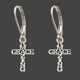 [EPIC-1012I1] Aretes Diseño De Cruz Texto Amazing Grace