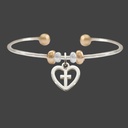 Brazalete Con Dije De Corazón Y Cruz