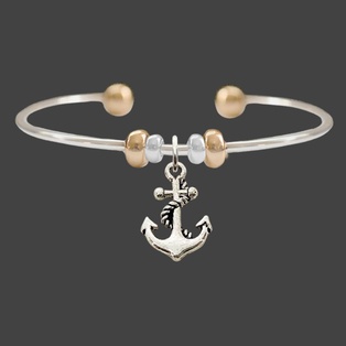 Brazalete Con Dije De Ancla Con Semilla De Mostaza