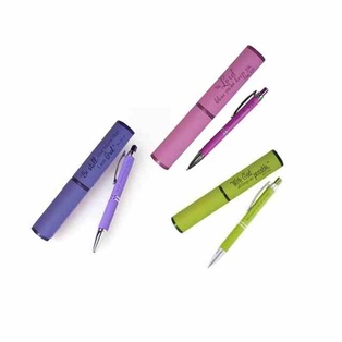 Bolígrafos Con Diferentes Textos en color Morado, Verde y  Fucsia