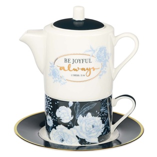 Tea For One Navy Floral Be Joyf