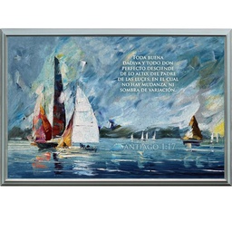 [CART-BS23005B] Cuadro Con Marco Celeste Barcos