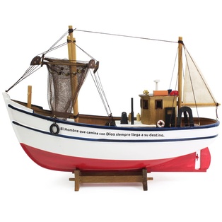 Barco De Madera Color Blanco Y Rojo El Hombre Que Camina Con Dios Siempre Llega A Su Destino.